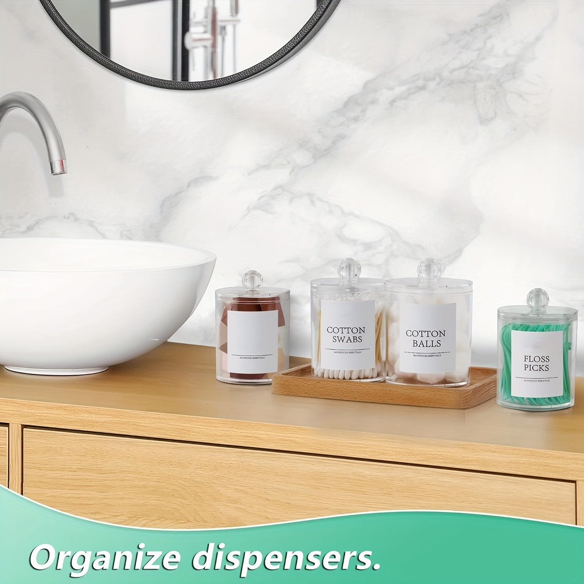 4 PCS Bathroom Accessory Set, Bathroom Organizers and Storage, Bathroom Decor, Home Decor, Bathroom Storage and Organization, Straw Rack for Cotton Balls, Cotton Swabs, Cotton Round Pads, Floss Sticks