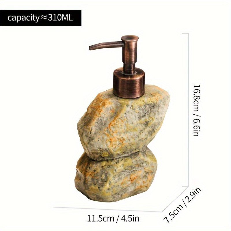 Vintage Stone Design Soap Dispenser Bottle - Refillable, Pump-Action for Lotion, Shower Gel, Shampoo, Conditioner - Ideal for Bathroom, Hotel