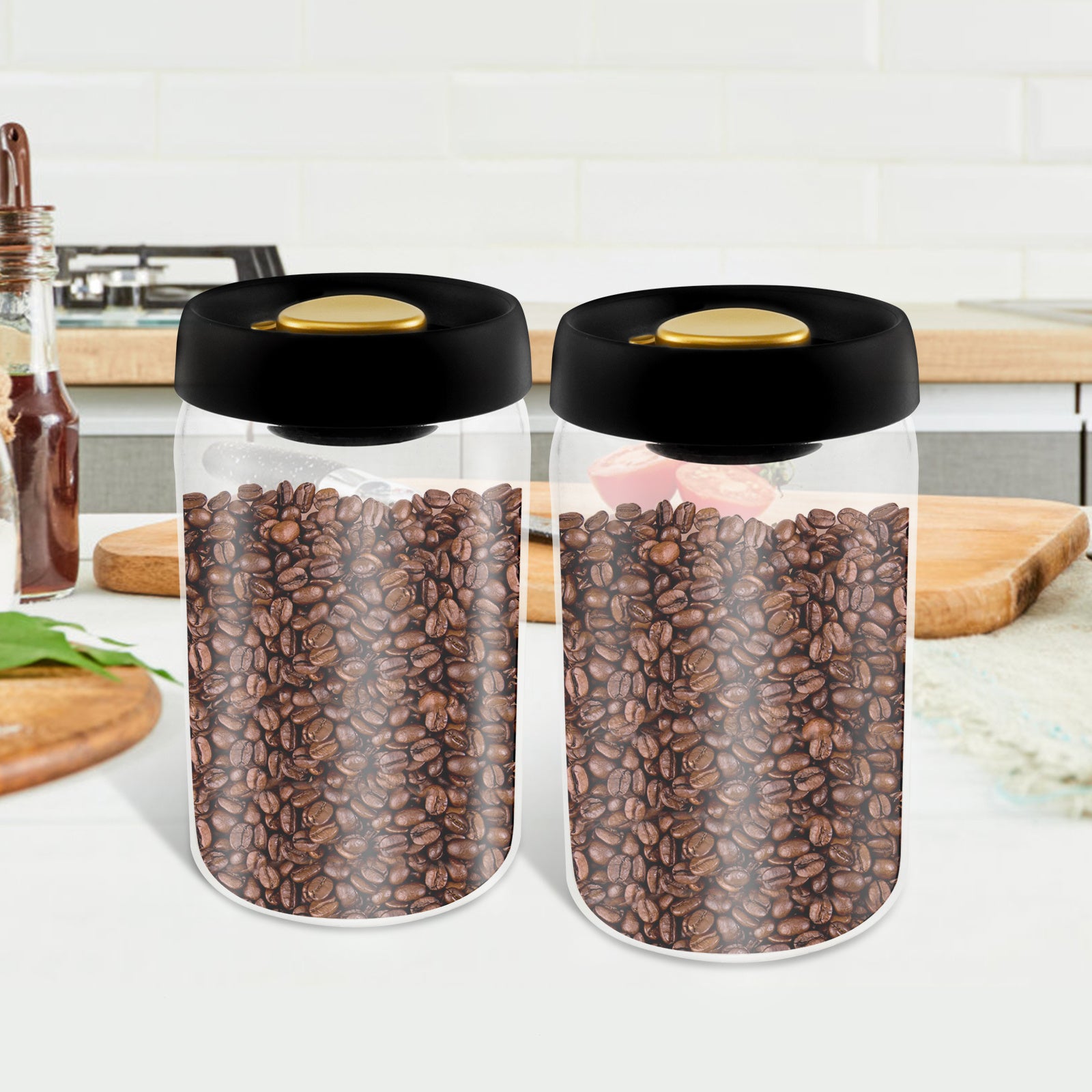 2pcs Vacuum Seal Glass Canisters