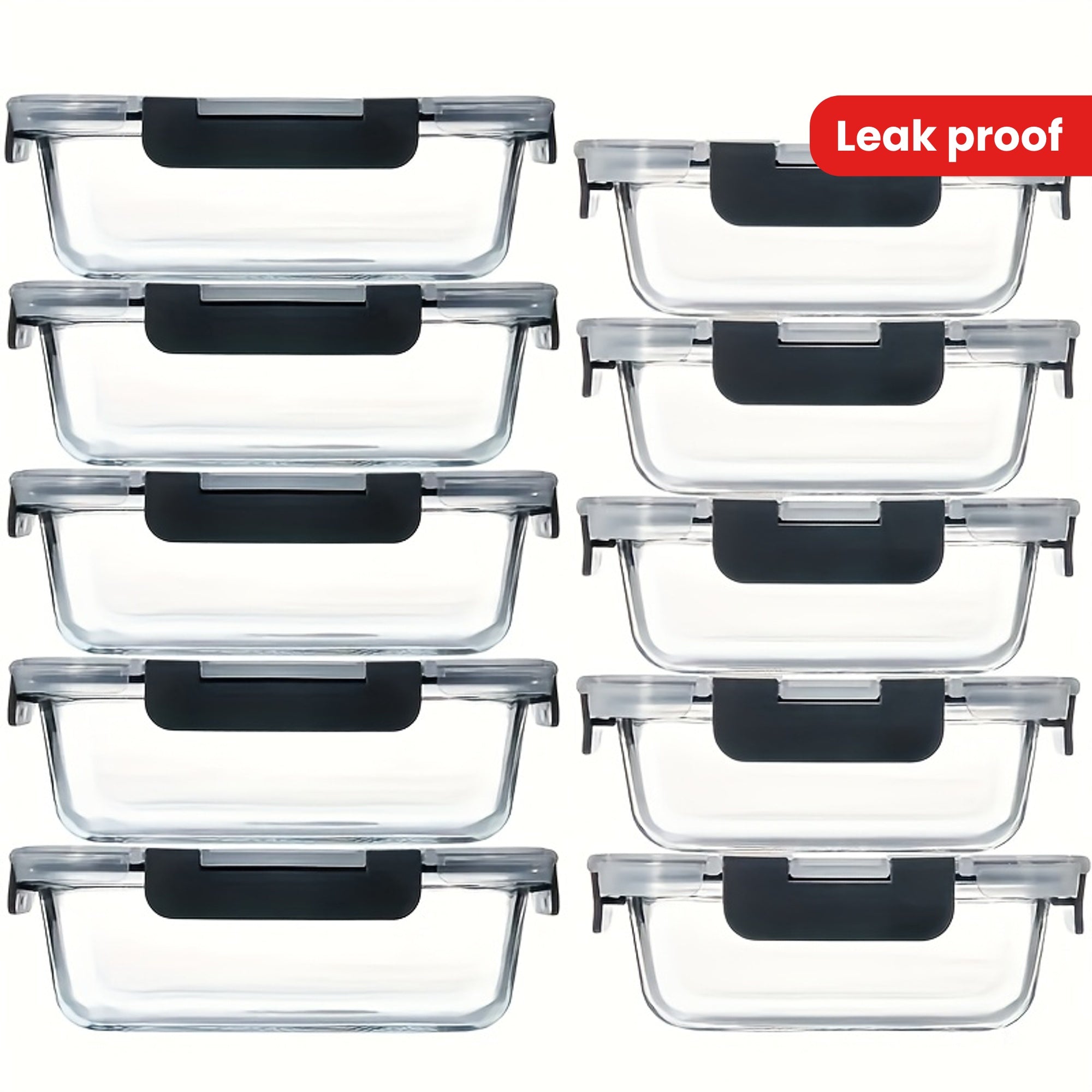 10pcs Glass Food Storage Containers With Lids