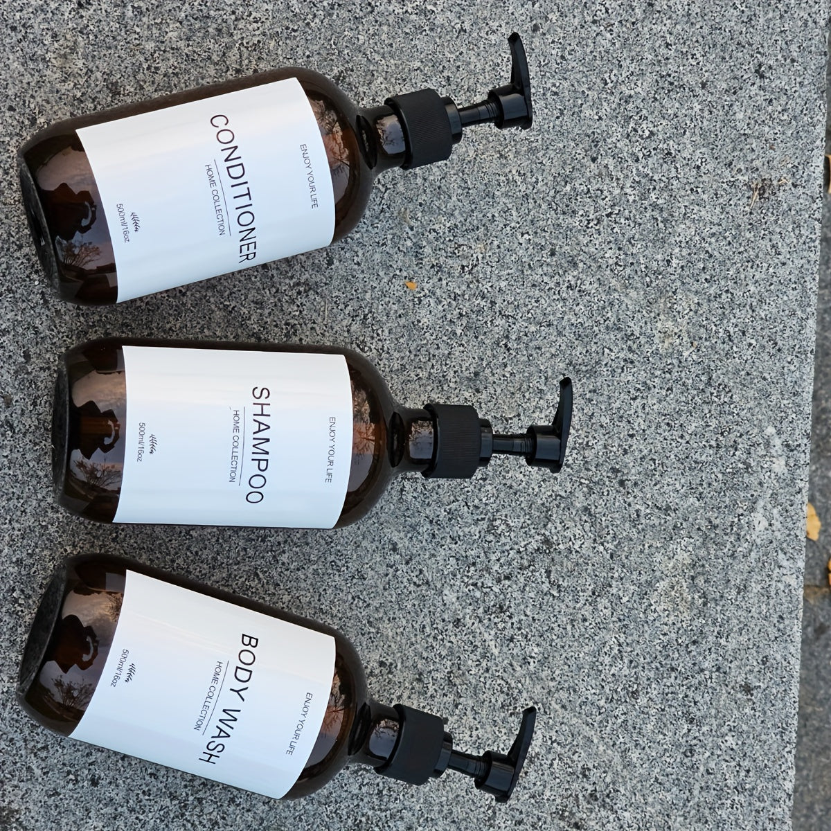 3pcs 500ml Refillable Shampoo Bottle Set, Pump Conditioner Bottles, Bathroom Shower Dispenser, Empty