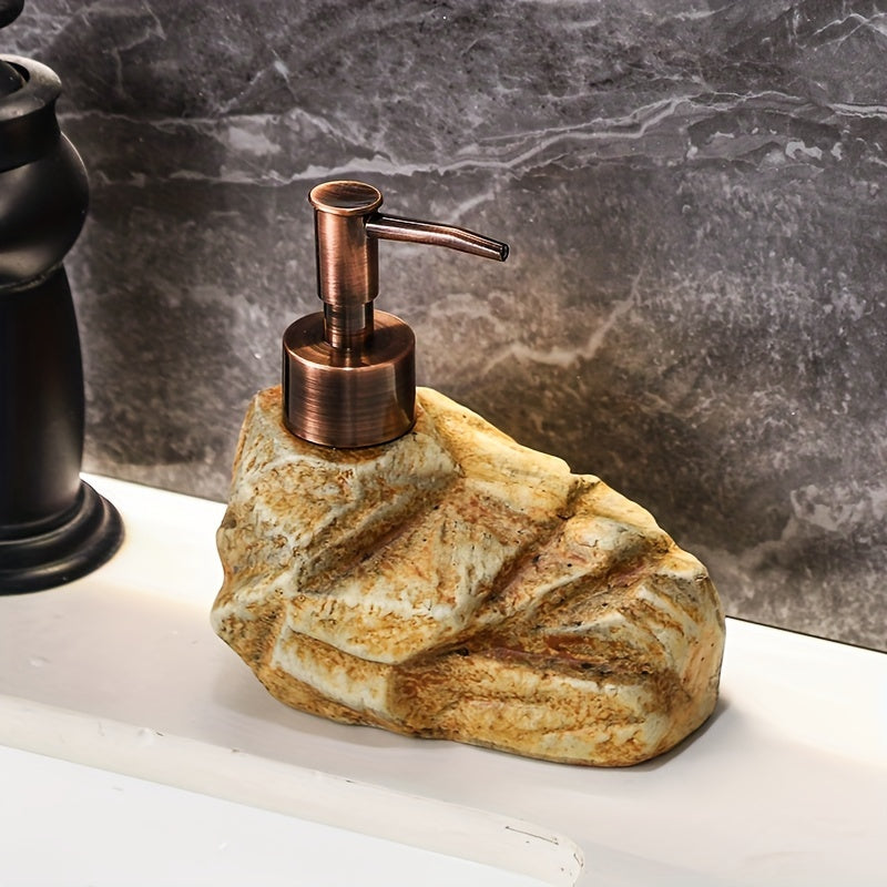 Vintage Stone Design Soap Dispenser Bottle - Refillable, Pump-Action for Lotion, Shower Gel, Shampoo, Conditioner - Ideal for Bathroom, Hotel