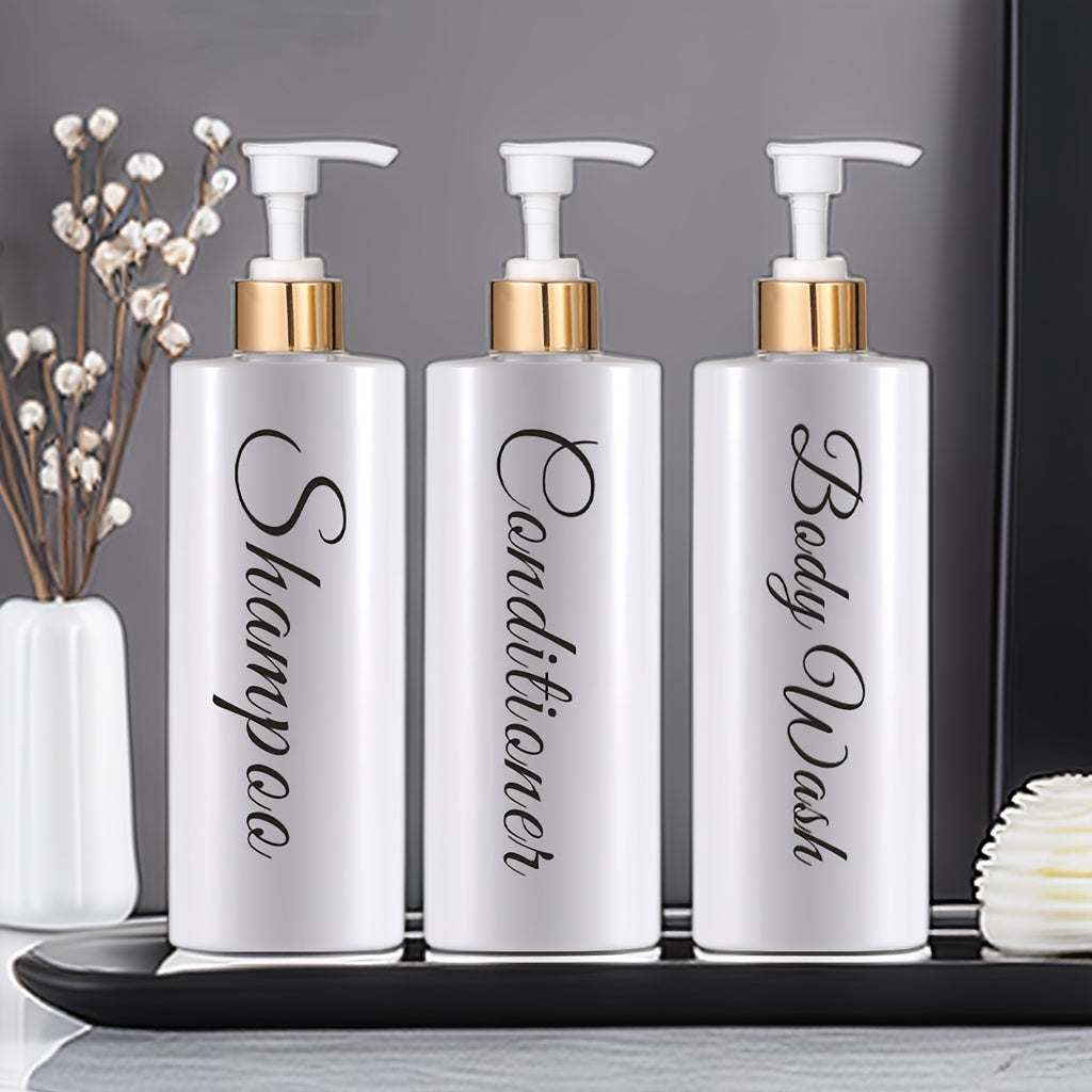 [3pcs Press-type Bathroom Bottles] 3pcs 500ml Bathroom Sub-bottling Bottle Shampoo Body Lotion Empty Bottle Press-type Sub-bottling Bottle Bathroom Dispenser