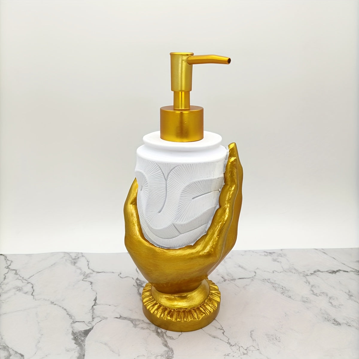 Elegant Golden Fingerprint Resin Soap Dispenser