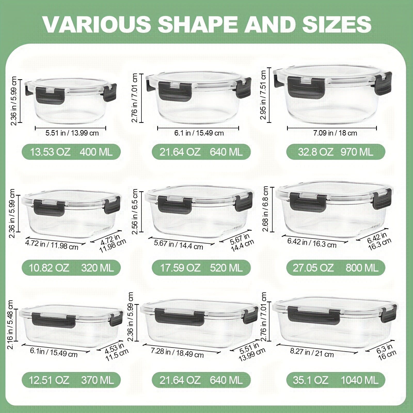 12pcs Glass Food Storage Container with Lid