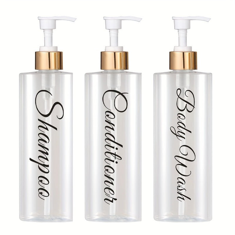 [3pcs Press-type Bathroom Bottles] 3pcs 500ml Bathroom Sub-bottling Bottle Shampoo Body Lotion Empty Bottle Press-type Sub-bottling Bottle Bathroom Dispenser