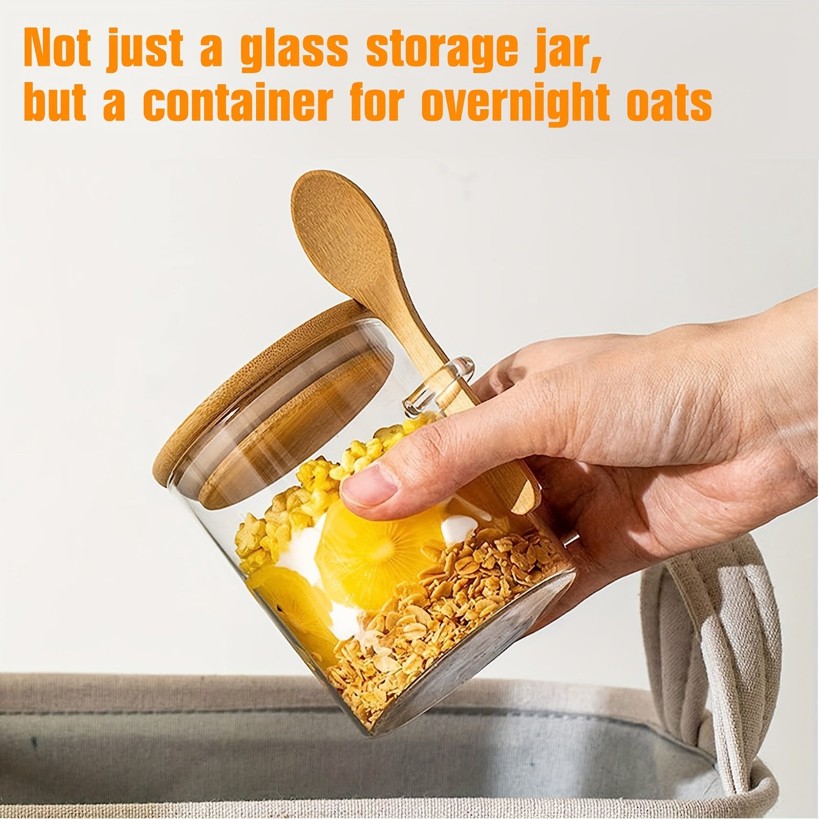 8pcs Glass Food Storage Jars with spoons