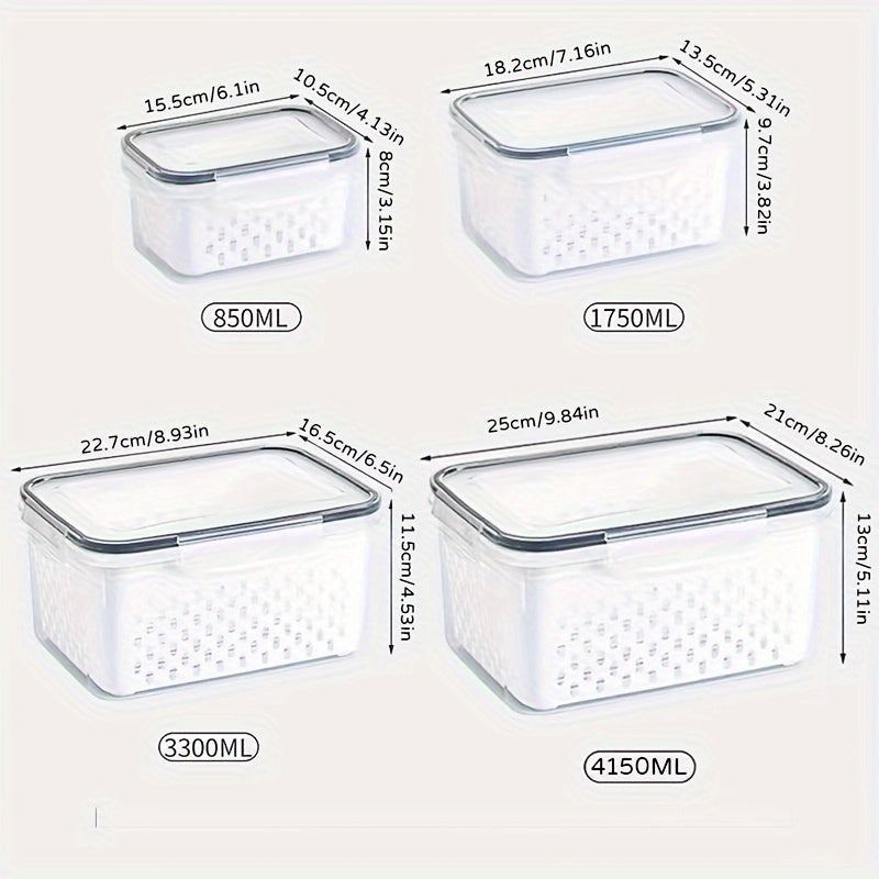 6-Piece Set Stackable Refrigerator Storage Bins with Removable Drain Baskets