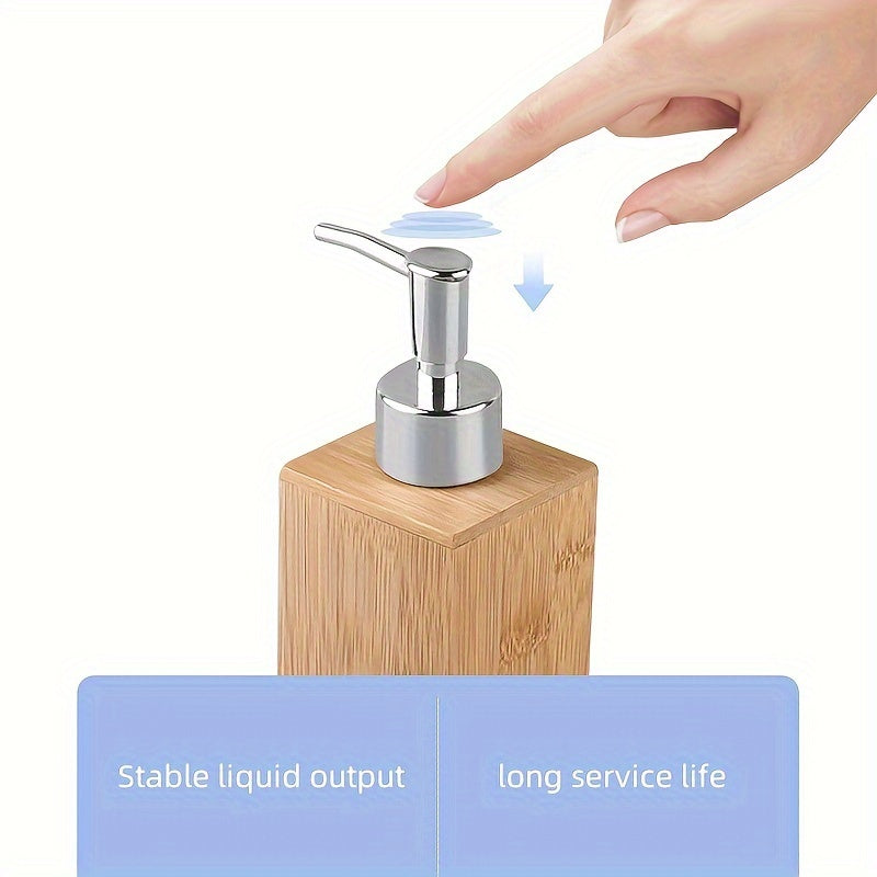 Eco-Friendly Bamboo Lotion Dispenser Set: Includes Shampoo, Bath Gel, Hand Sanitizer, and Press Type Sub Bottles for Organized Bathroom Storage