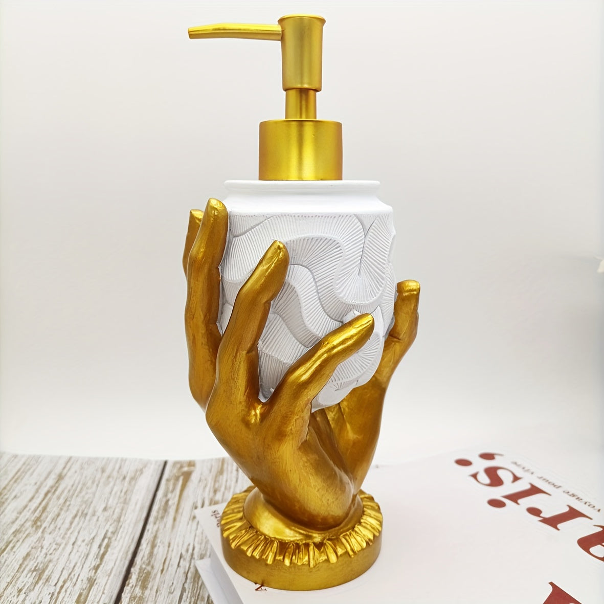 Elegant Golden Fingerprint Resin Soap Dispenser