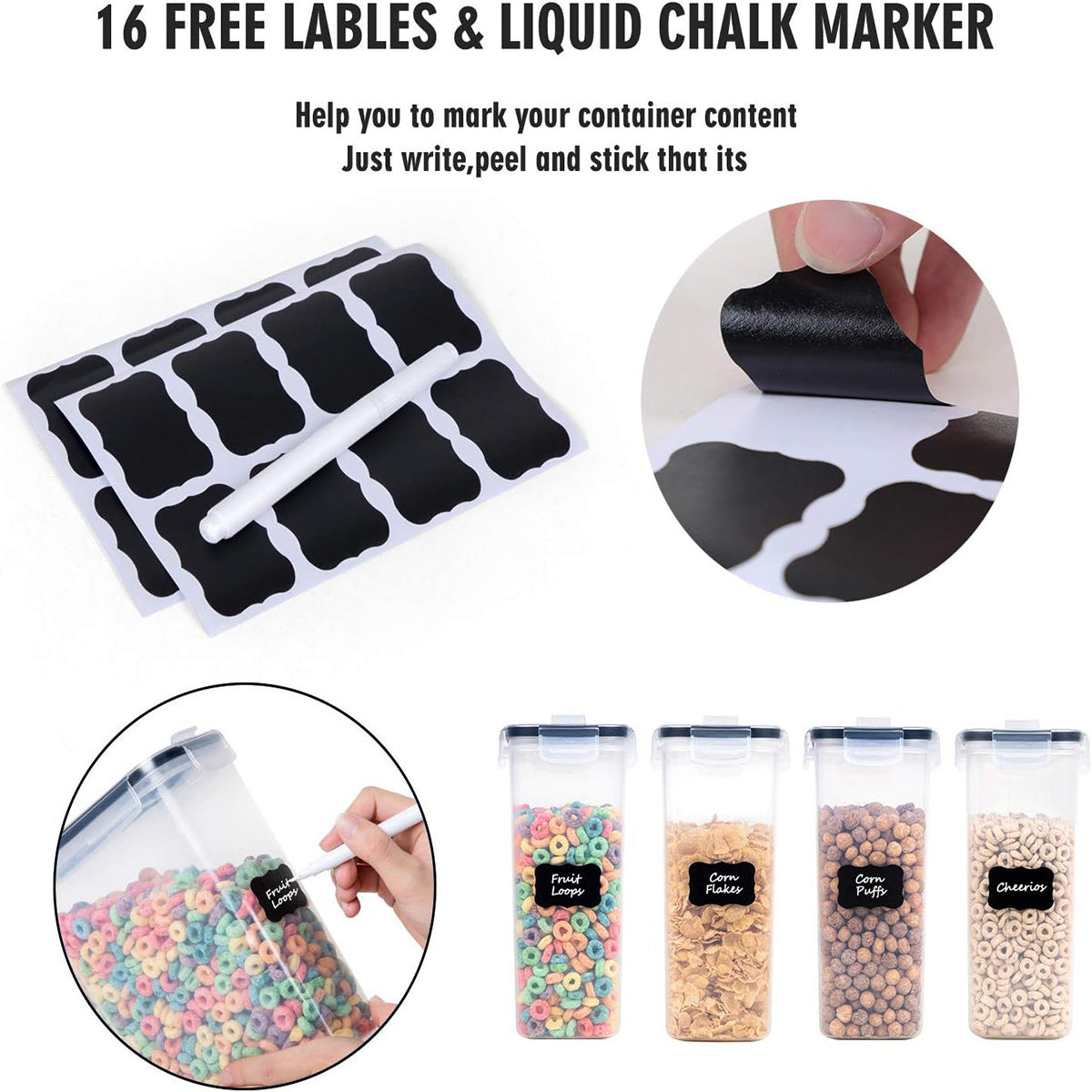 4pcs Air-tight Food Storage Containers with Labels