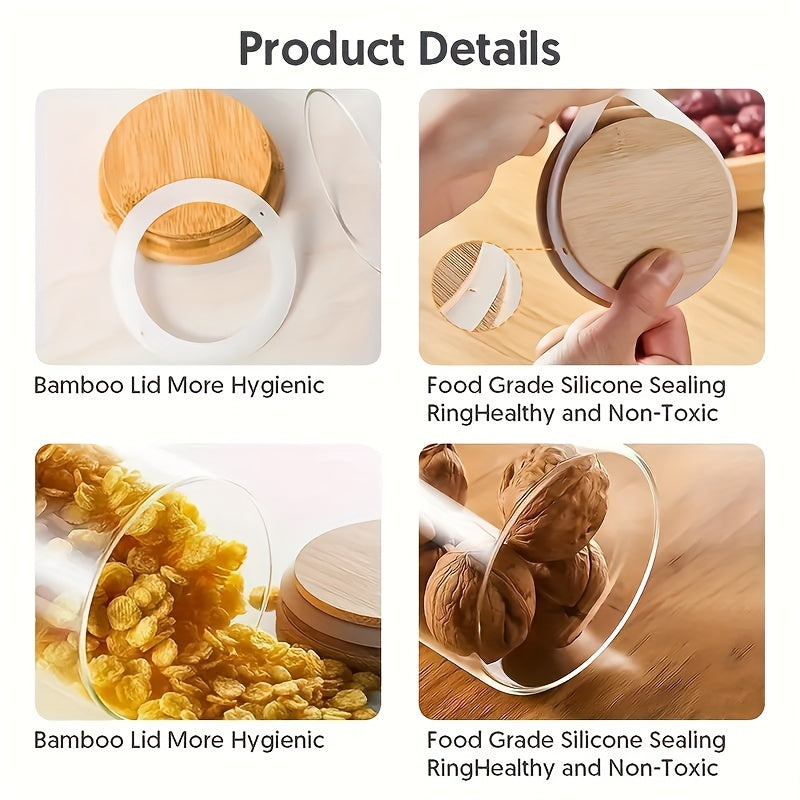 12 Pcs Transparent Glass Spice Containers With Wooden Lids