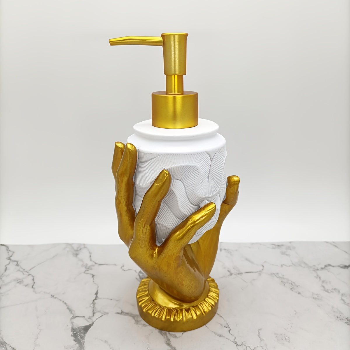Elegant Golden Fingerprint Resin Soap Dispenser