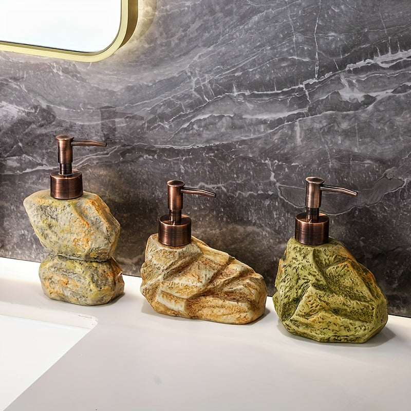 Vintage Stone Design Soap Dispenser Bottle - Refillable, Pump-Action for Lotion, Shower Gel, Shampoo, Conditioner - Ideal for Bathroom, Hotel
