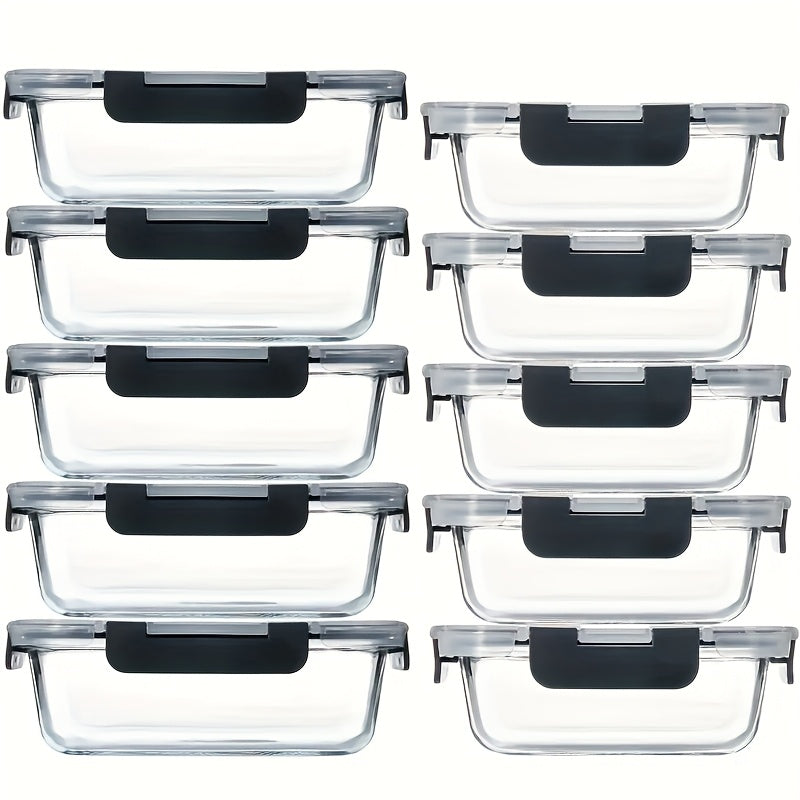 10pcs Glass Food Storage Containers With Lids