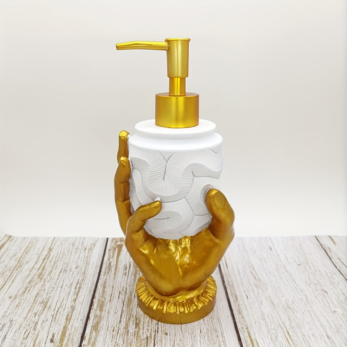 Elegant Golden Fingerprint Resin Soap Dispenser